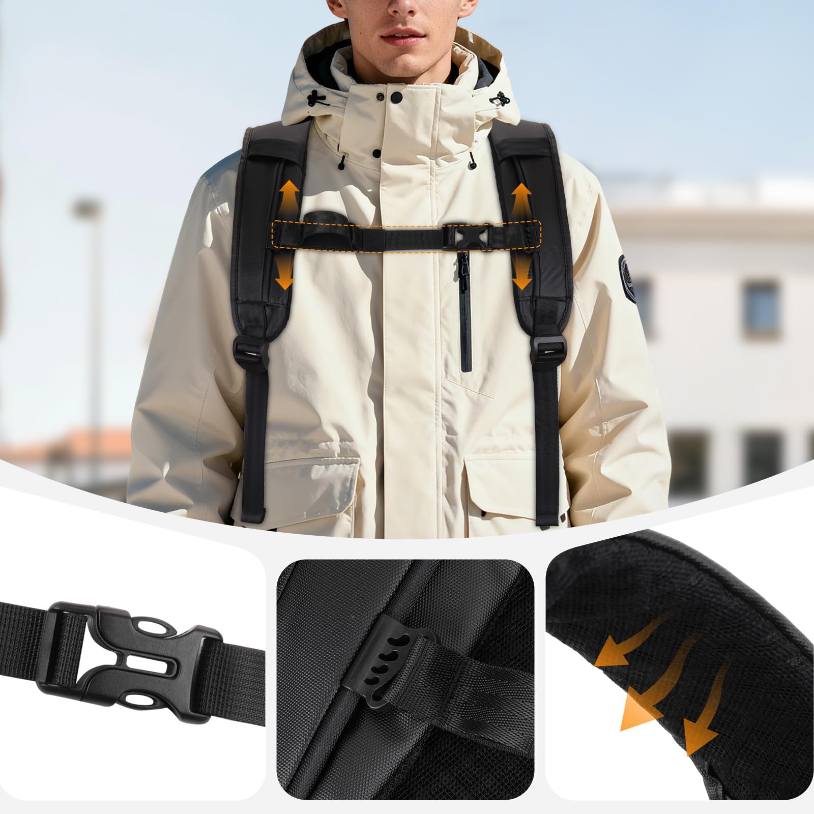 MOSISO Zaino Fotografico Borsa Impermeabile Fotocamera DSLR/SLR/Mirrorless | con Accesso Posteriore Completo,con Supporto Treppiede,Scomparto Laptop e Copertura Antipioggia,per Canon/Nikon/Sony,Nero
