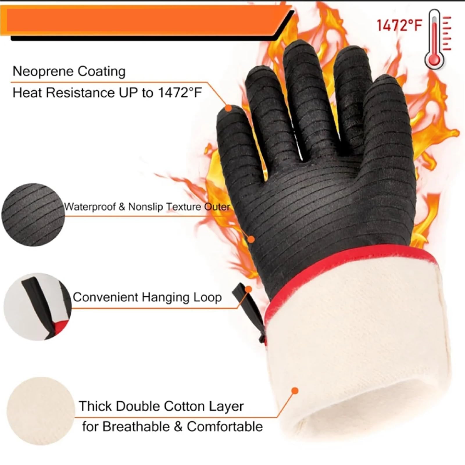 Mitaines De Four Gants de Four - 1472 °F épaississent Les Gants résistants à la Chaleur 14 Pouces Gants de Four de Cuisine Gants de Gril imperméables pour Le Four