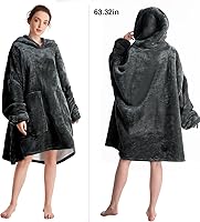 Vista 2 de Aemicion - Manta con capucha para adultos, acogedora y cálida sudadera gruesa de sherpa con capucha para regalos para hombres y mujeres - Gris