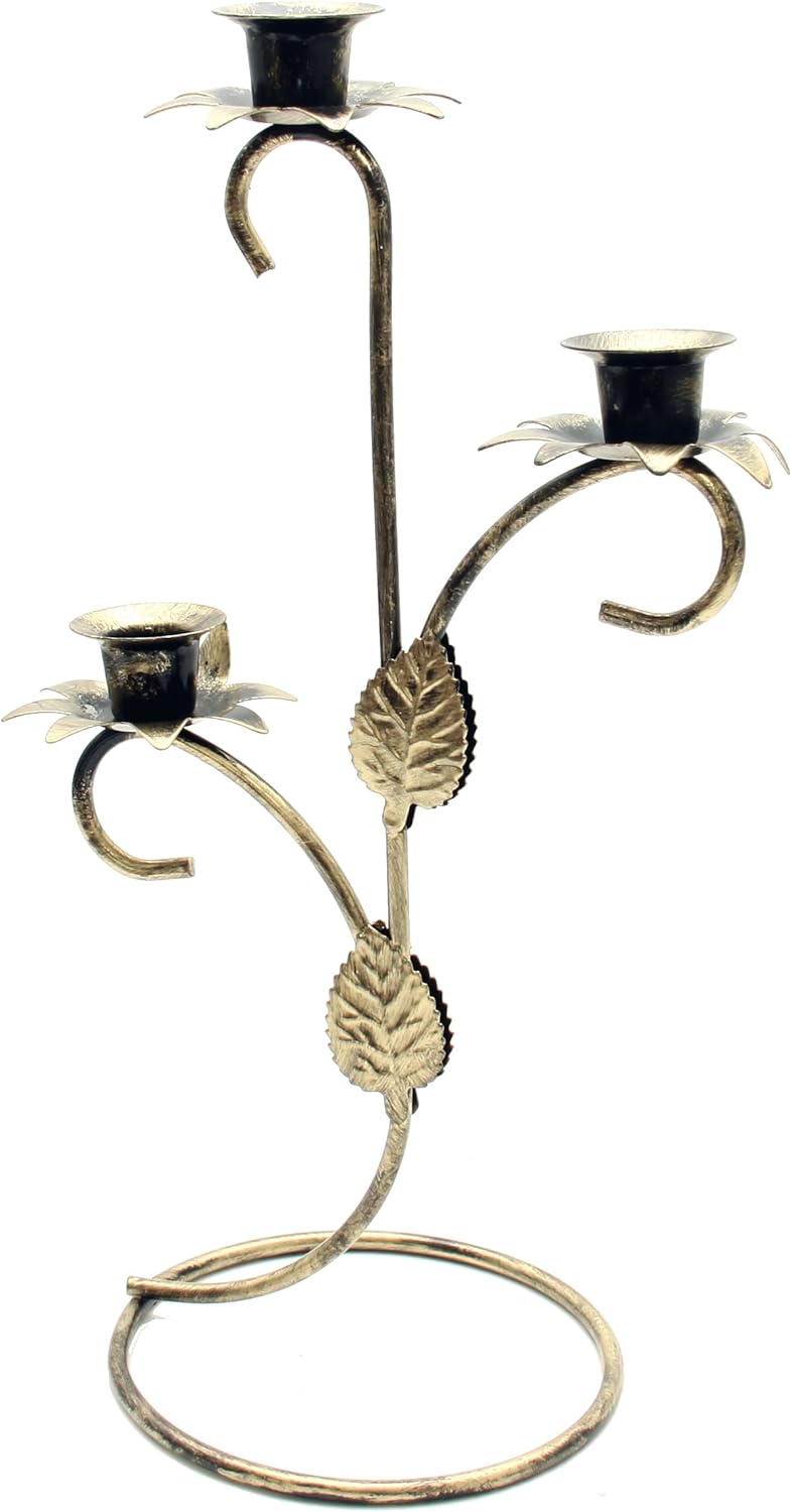 Triple dinner candle holder antique GOLD Home & Kitchen