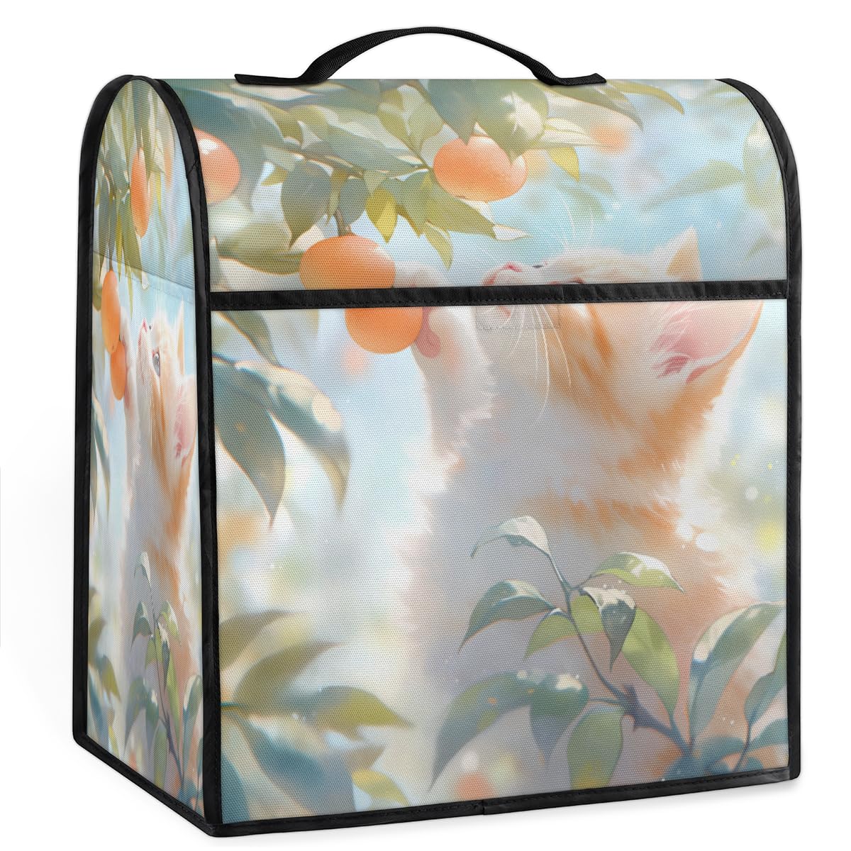 Coffee Maker Cover Cat Animal Tangerine Kitchen Appliance Covers Small Appliance Covers Blender Cover Juicer Cover Dust Covers for Kitchen Appliances with Top Handle and Pockets,Washable,C98