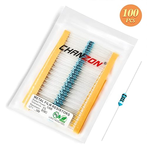 Vista 633 de Chanzon 100pcs 1/4W (0.25W) 33K Ω ohmios Resistencia fija de película metálica 0.01 ±1% Tolerancia 33KR MF Resistencias de orificio pasante