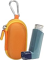 Vista 5 de Mchoi Estuche de transporte duro, con mosquetón llavero y cordón para práctico inhalador de Ventolin, solo funda amarilla