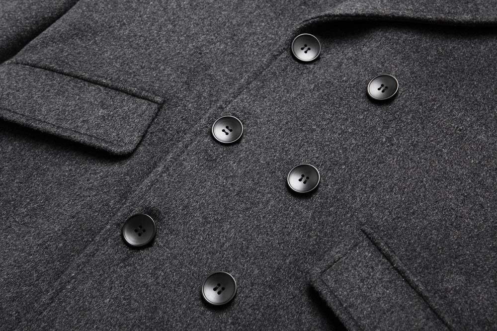 Close-up of a Double-Breasted Wool Pea Coat