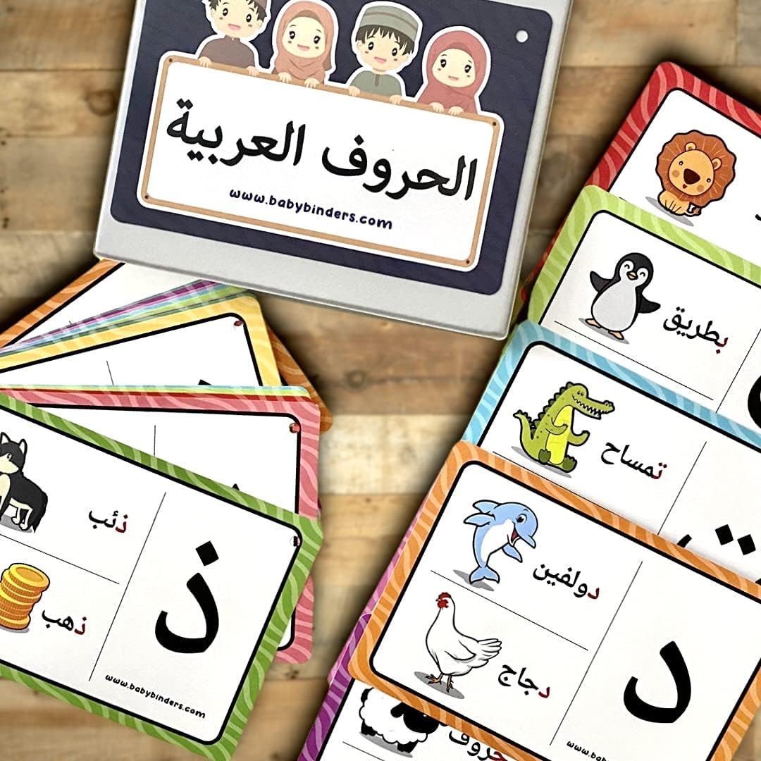 Reusable Arabic Learning Alphabet Letters Flash Cards for Toddlers and Kids. Laminated, Non Tearable and Waterproof.
