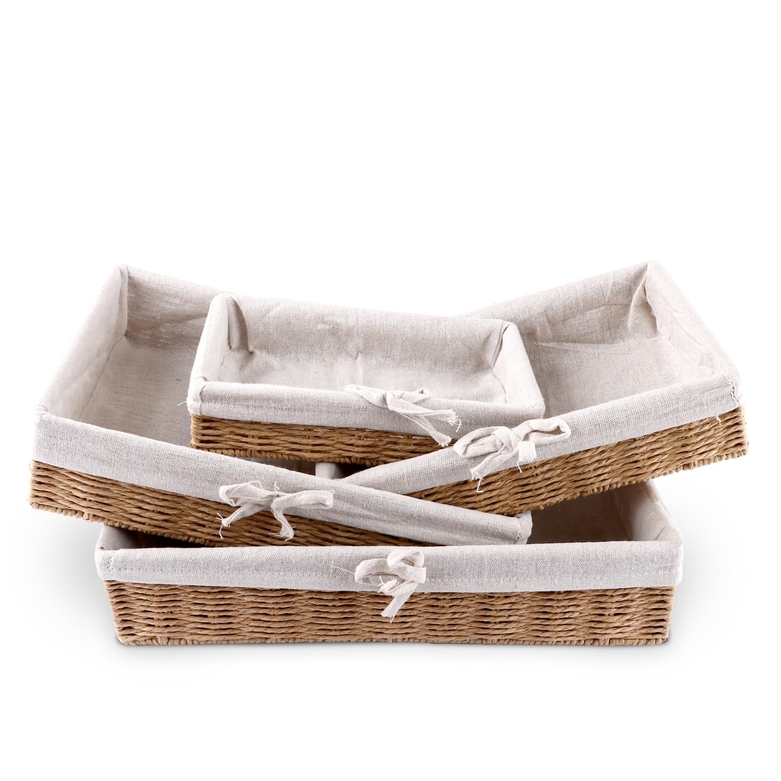STARVAST Lot de 4 corbeilles à pain en corde de papier tissée à la main - Panier à pain tressé à la main - Panier de rangement - Bol à pain - Panier à pain - Panier tressé pour servir des pâtisseries
