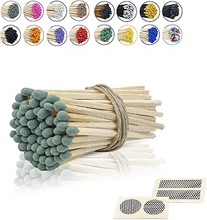 3” Inch Long Wooden Refill Matchsticks with Strike Stickers - Safety Matches Wholesale Bulk Loose by Chandler Studio (Dark Green, 100 Pieces)