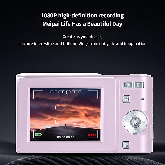 4k Pink Digital Camera Photo Mini Camera, 4400 Megapixel Vlogging Camera, Image Stabilization, 2.4 LCD Screen, 16x Digital Zoom, Continuous Shooting, Professional Camcorder, Cool Stuff/39