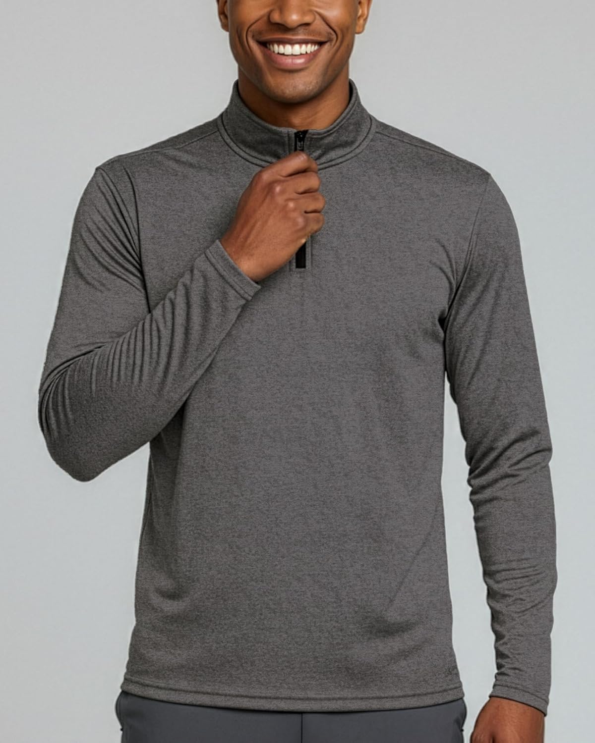 Real Essentials 3 Pack: Men's Dry-Fit Active Quarter Zip Long Sleeve Athletic Performance Pullover (Available in Big & Tall) - Image 3