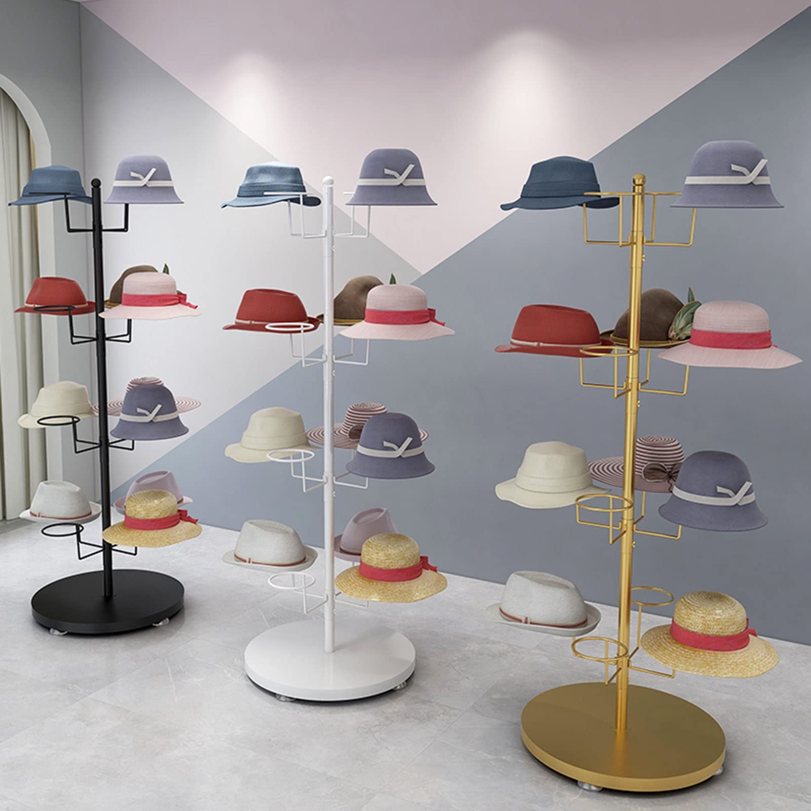 Soporte de exhibición de Sombreros, estantes de Almacenamiento de Sombreros de pie, Soporte de exhibición de Sombreros de 4 Niveles para Tiendas, Salones, hogar,