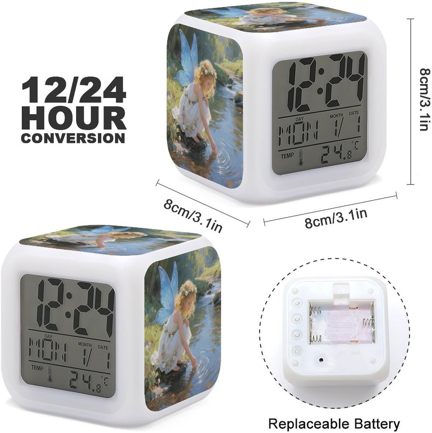 Stream Water Flower Fairy Digital Alarm Clock Alarm Clock for Bedroom image 2