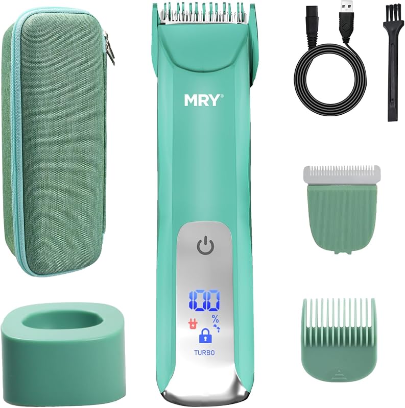 Aparador corporal MRY MRY-607-Green Color com lâmina cerâmica, luz, carregamento USB e IPX6, verde