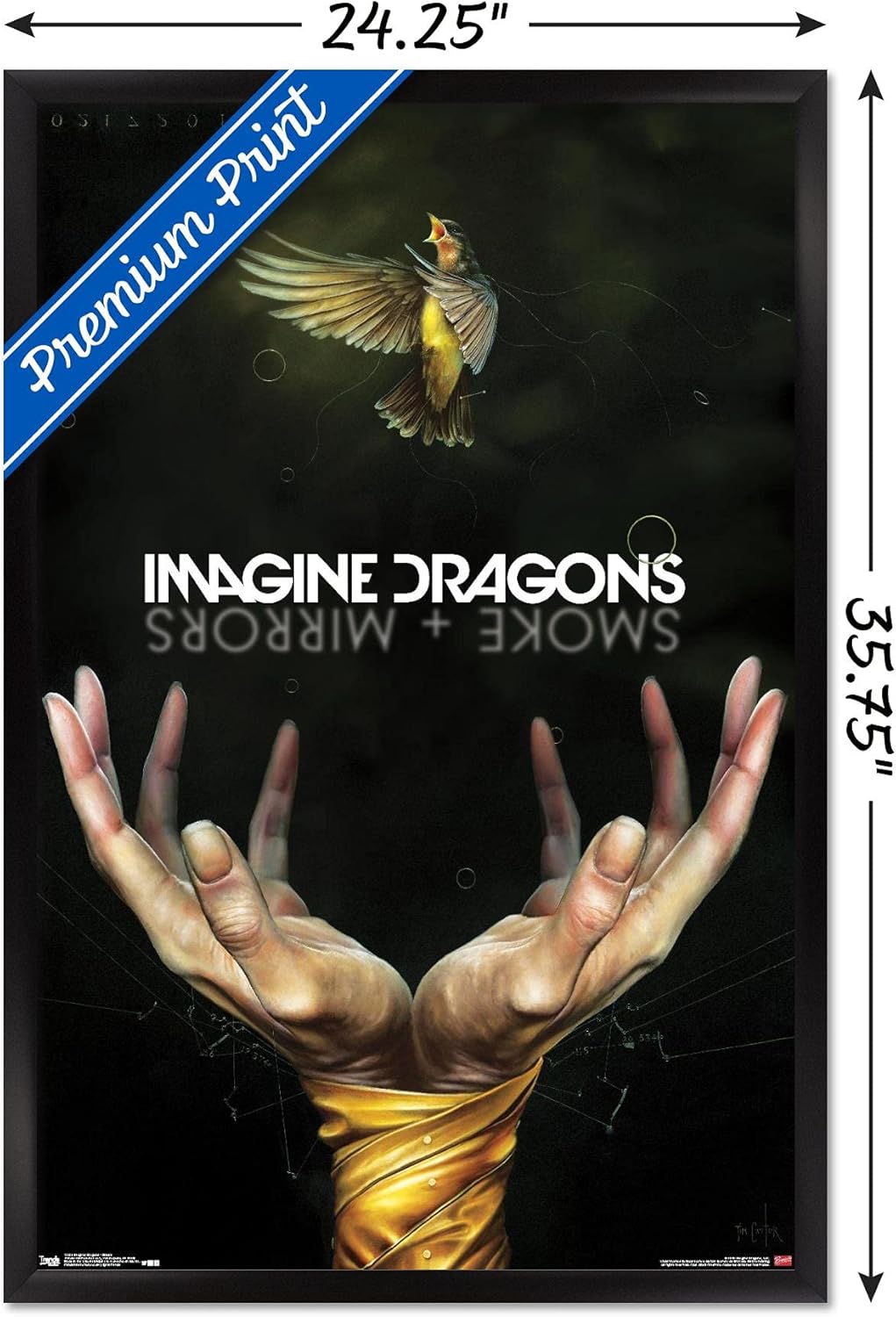 Trends International Imagine Dragons - Smoke Wall Poster, 22.375" x 34", Black Framed Version