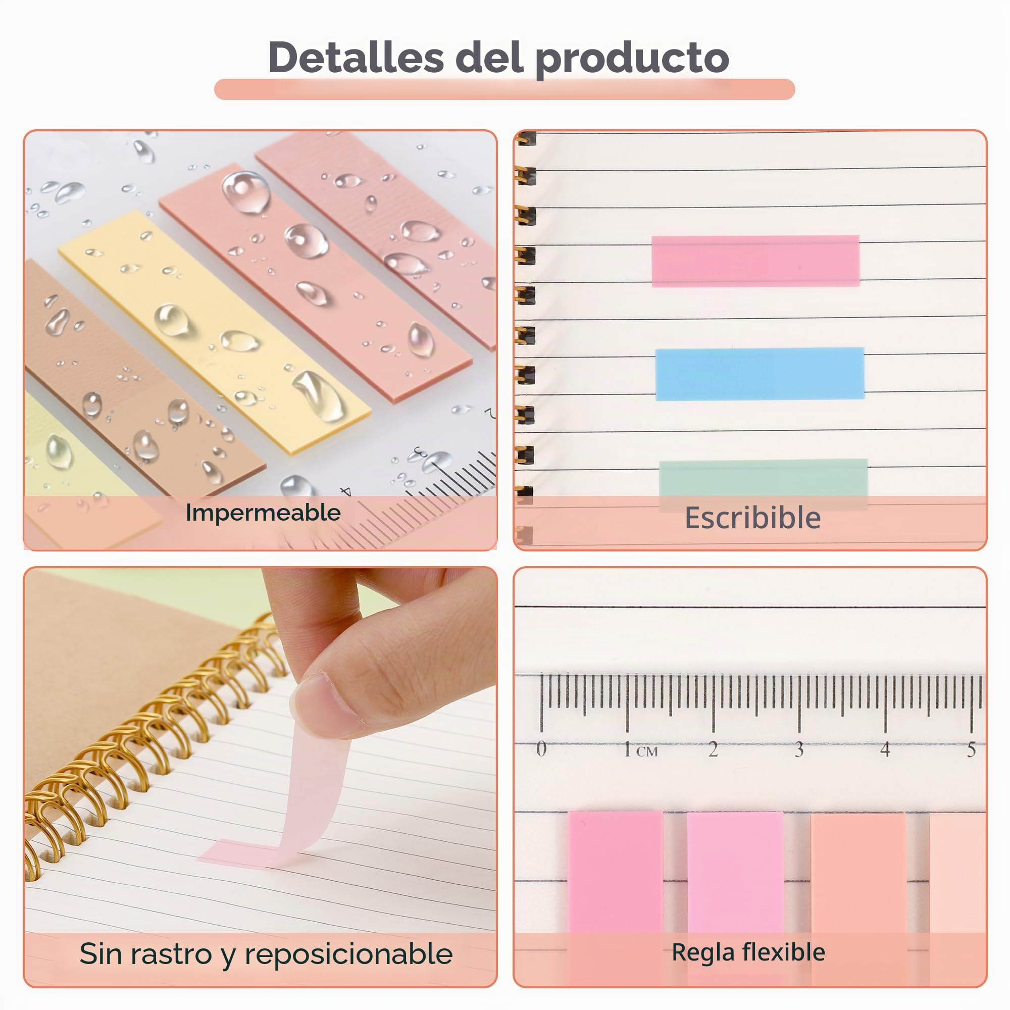JIANTA 2000 Piezas Indices Adhesivos, Marcadores Adhesivos con Regla, Marcadores Transparentes para Marcar Hojas Informes Libros, Pestañas de Índice para Notas Página, Oficina, Hogar
