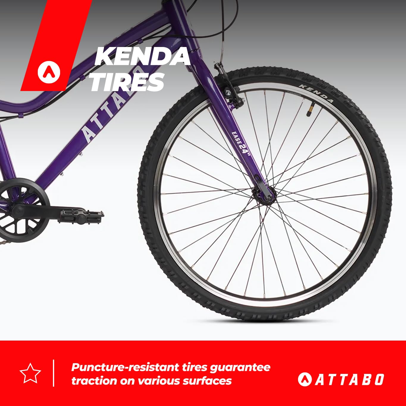 ATTABO VTT Enfant 24 Pouces – Cadre Alu 6061, Amortisseur Suntour 100 Mm, 8 Vitesses Shimano, Freins V-brake, Pneus Kenda 24x1,75
