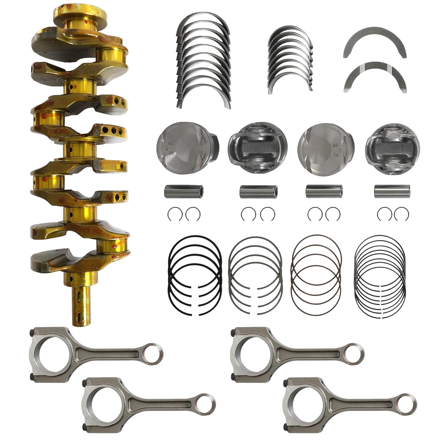 23110-2B710 G4FJ 1.6 Crankshaft w/Connecting Rod & Piston Bearing Kit Fit for Hyundai Elantra Tucson Sonata Kona Veloster Kia Forte5 Soul 1.6L L4 Turbo 2013-2022 Replace# 23510-2B700 21020-2B000
