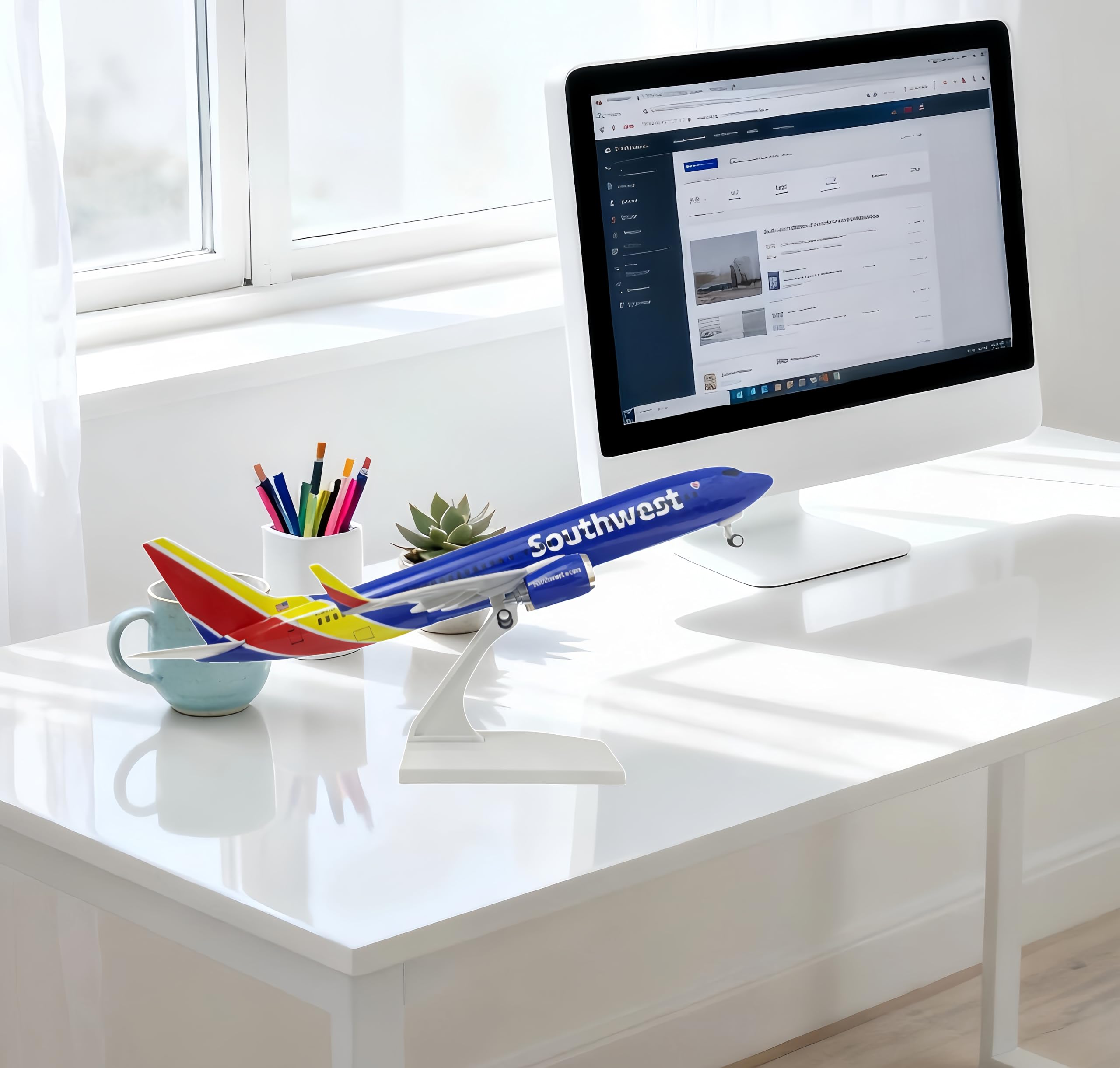 Modellino in scala 1/200, aeroplano in pressofusione Southwest B737, per decorazione ufficio/casa (modello aereo in resina da 30,5 cm