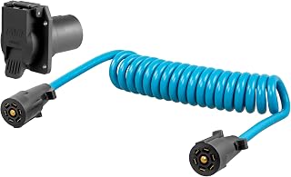 CURT 57284 8-Foot Flat Towing 7-Way RV Blade Wiring Extension Harness and USCAR Socket for Dinghy Vehicle, Blue