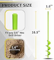 Vista 2 de Broca de taladro para plantar de 4 x 42 cm, broca en espiral de jardín, broca pesada para bulbos, excavadora de agujeros de poste para taladro