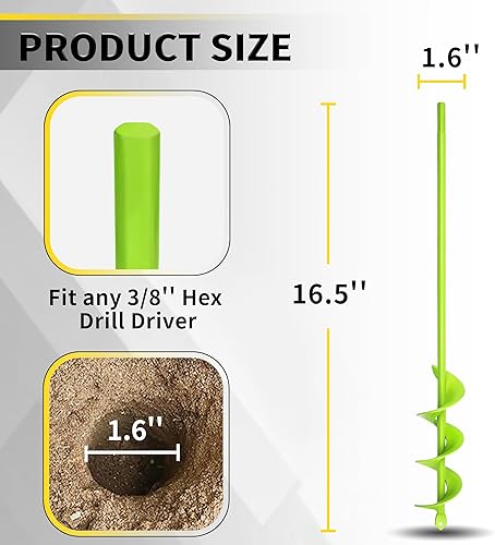 Miniatura 2 de Broca de taladro para plantar de 4 x 42 cm, broca en espiral de jardín, broca pesada para bulbos, excavadora de agujeros de poste para taladro de