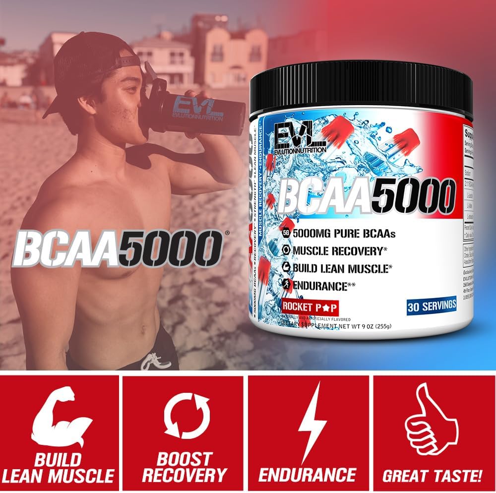 Evlution BCAAs Amino Acids Powder - BCAA Powder Supplement Post Workout Recovery Drink and Stim Free Pre Workout Energy - Branched Chain Amino Acids Supplement for Men & Women