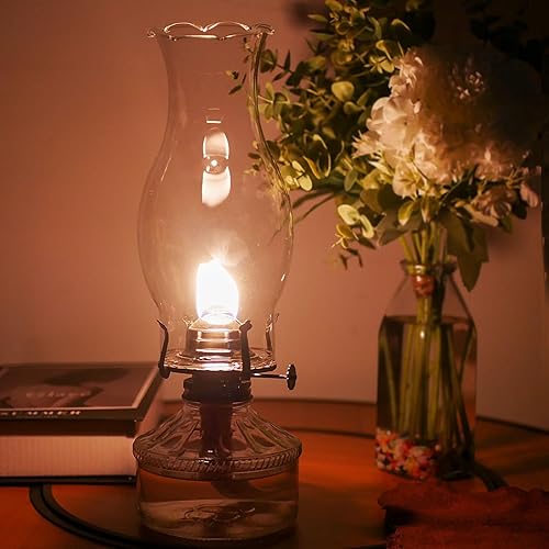 Miniatura 5 de Lámpara de aceite para chimenea, base de 3 pulgadas por 8.5 pulgadas de altura, pantalla de lámpara de queroseno con parte superior prensada,