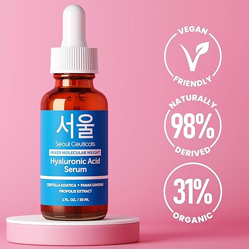 Miniatura 4 de SeoulCeuticals Suero de ácido hialurónico coreano para la cara, ácido hialurónico de alto peso molecular y bajo peso molecular, suero centella +