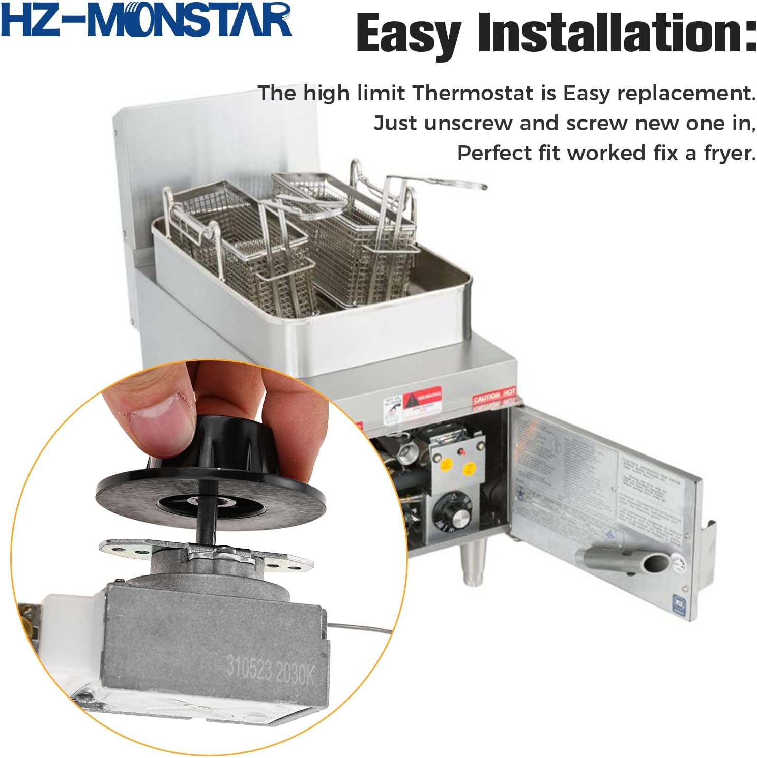 RX-2-24 Thermostat for Deep Fryer, Minivolt Thermostat Control for Fryer 3/8" Mpt Stuff Box Compatible with ADCRAFT Parts Fits Gas Fryer Adcraft Atosa 301030004 Robertshaw 5300-402 200-400F