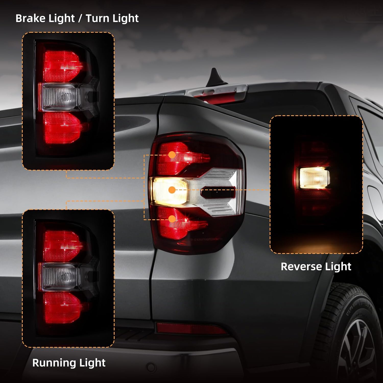 Plug and Play Smoked Red Tail Lights for Ford Maverick 2022 2023 2024 XL/XLT, Rear Lamps with Bulbs