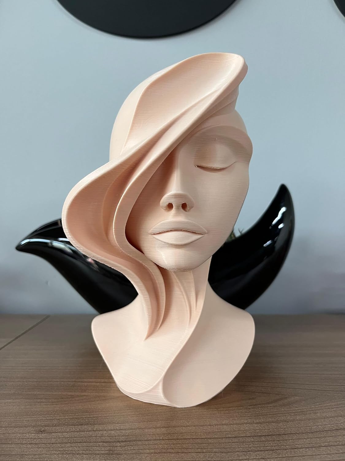 Abstract Woman Face Sculpture Skin Color 24cm Decorative Female Bust Home Office Decor