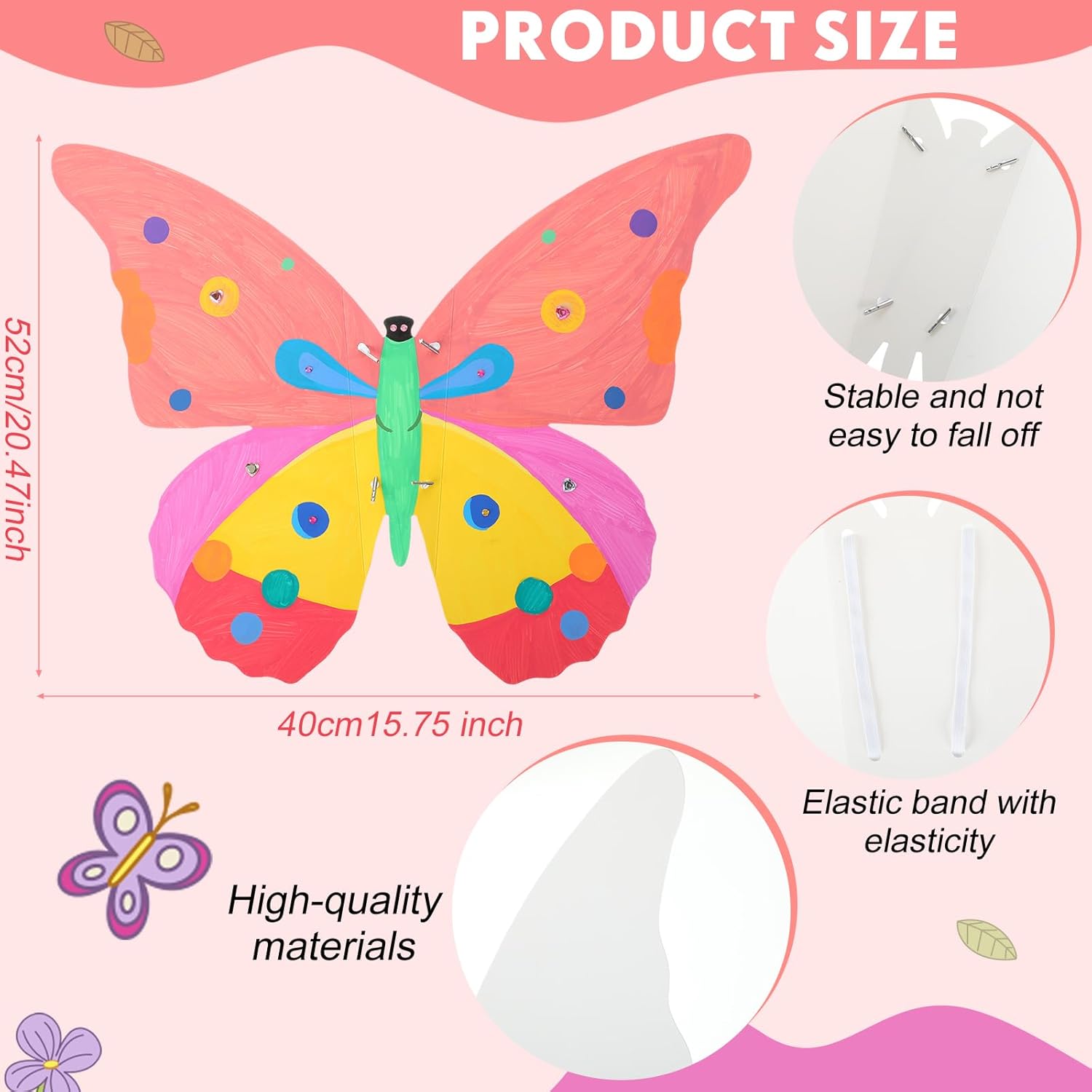 Hollowfly 12 Pack Toddler Kids Butterfly, DIY Fairy Dress up Wings Bulk, 20.5x15.8 Inch Decorate Your Own Butterflies Wings for Birthday Butterfly Party Halloween Costume Accessory (Blank Style)