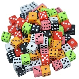 SmartDealsPro 100 Assorted D6 Mini Tiny Dice Game Dot Square Dice for Casino Themed Activity, Board Game, Teaching Math, Parties (Mix Color, 8mm)