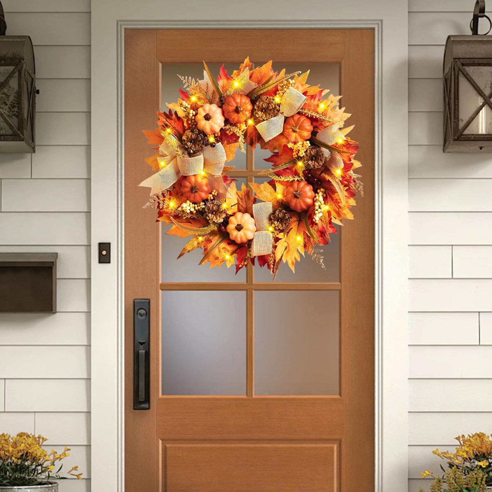 Ghirlanda autunnale raccolto foglie d'acero bacche 45 cm