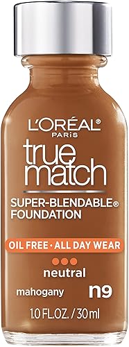 L'Oreal Paris Makeup True Match - Base líquida supermezclable, color caoba N9, 1onza líquida, 1 unidad
