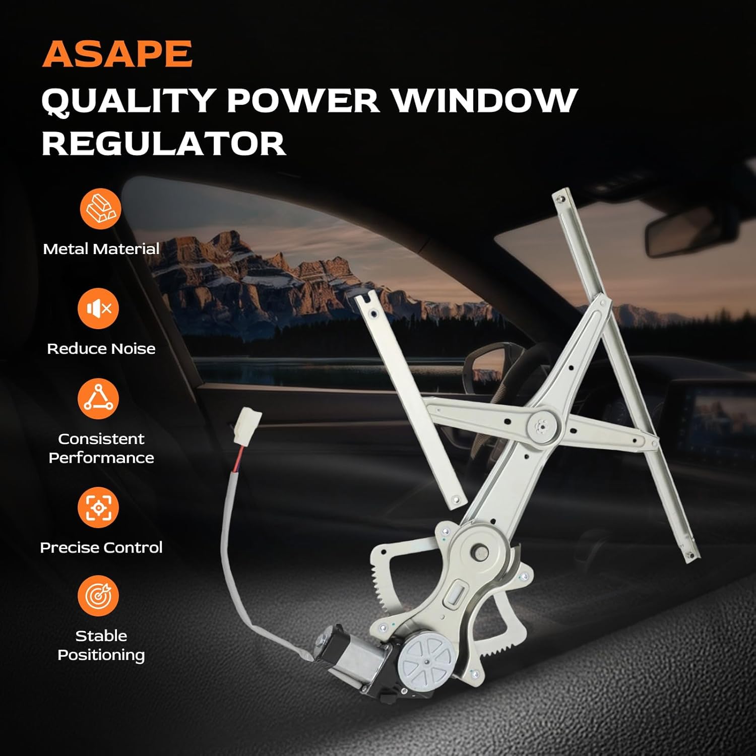 ASAPE Front Right Passenger Side Power Window Regulator Assembly with Motor 748-610 Fit 2001-2007 for Toyota Highlander