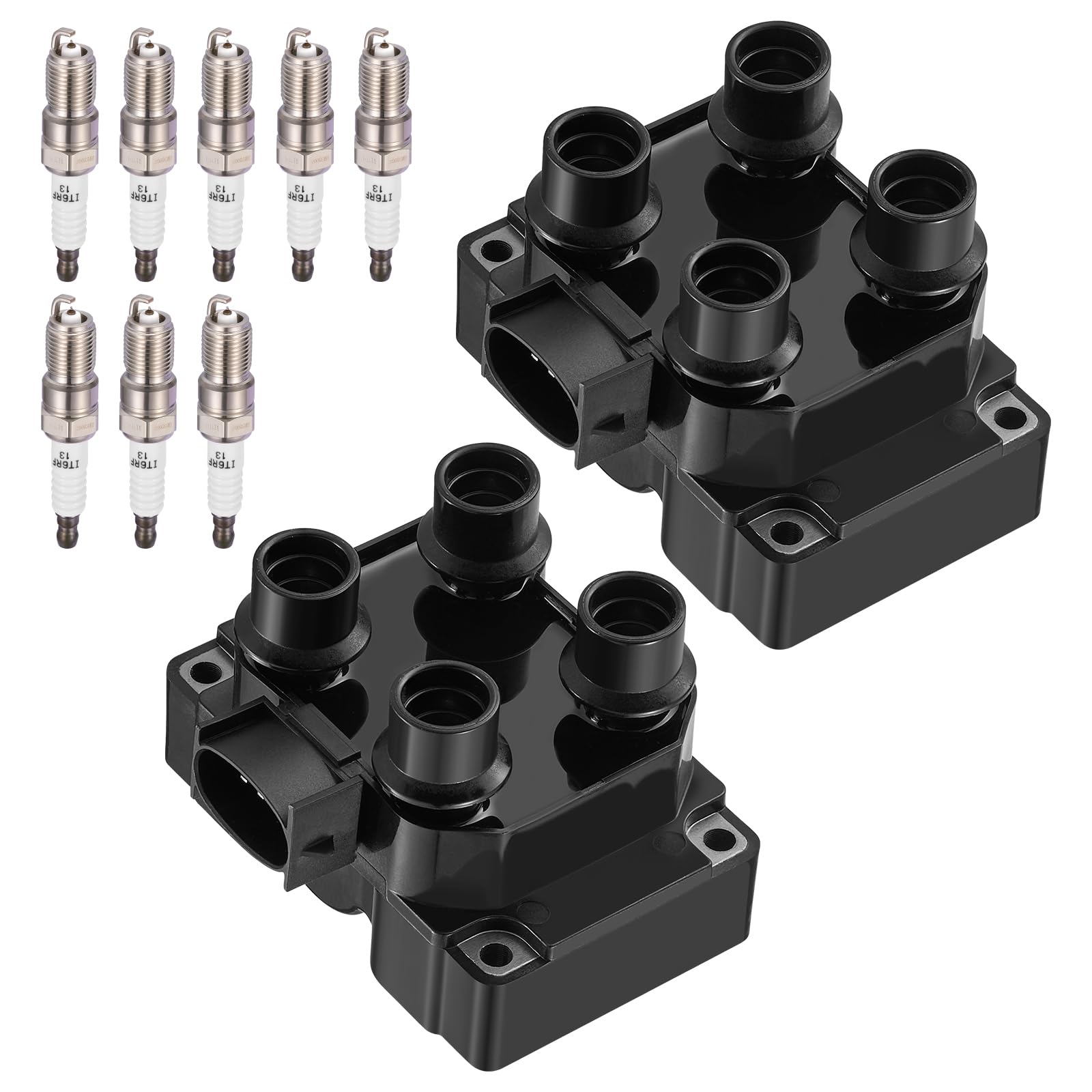BDFHYK 2 Ignition Coil DG530 and 8 Spark Plug SP432 for Ford E150 F150 F250