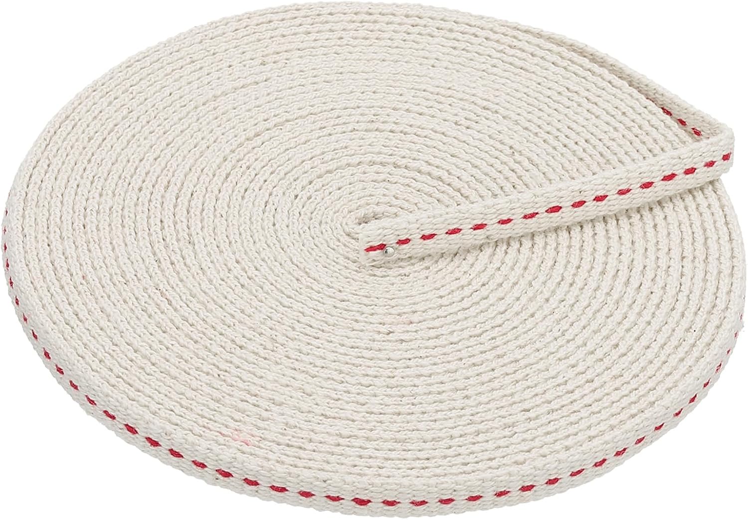 PATIKIL 1/4" Wide 33 Feet 100% Cotton Flat Wick, Oil Lamp Wicks with Red Stitch for Kerosene Lamp Lantern Oil Burner