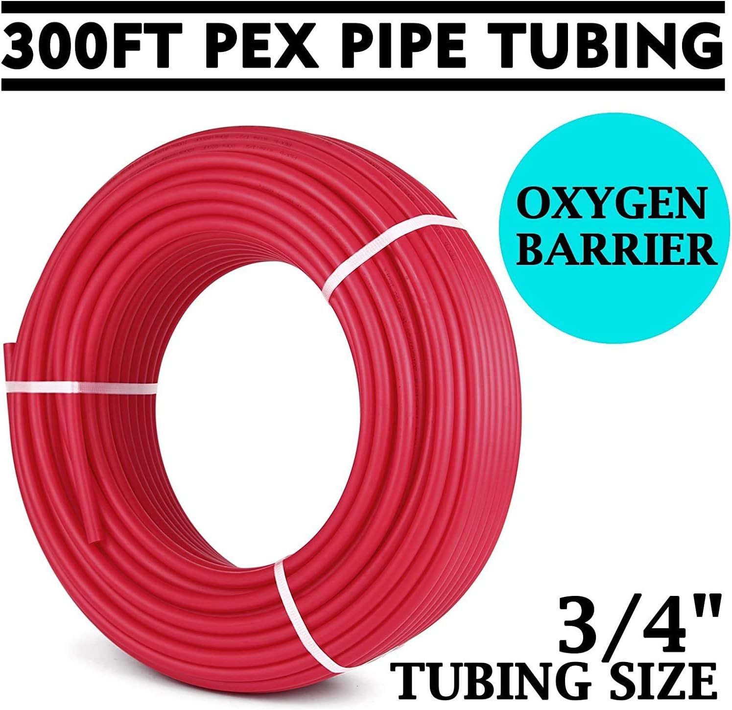 VEVOR PEX-B Pipe 3/4 Inch X 3 Feet,Oxygen Barrier Flexible Pipe Tubing,Red for Hydronic Radiant EVOH Floor Heating, Water Plumbing Applications with Cutter& Clamps