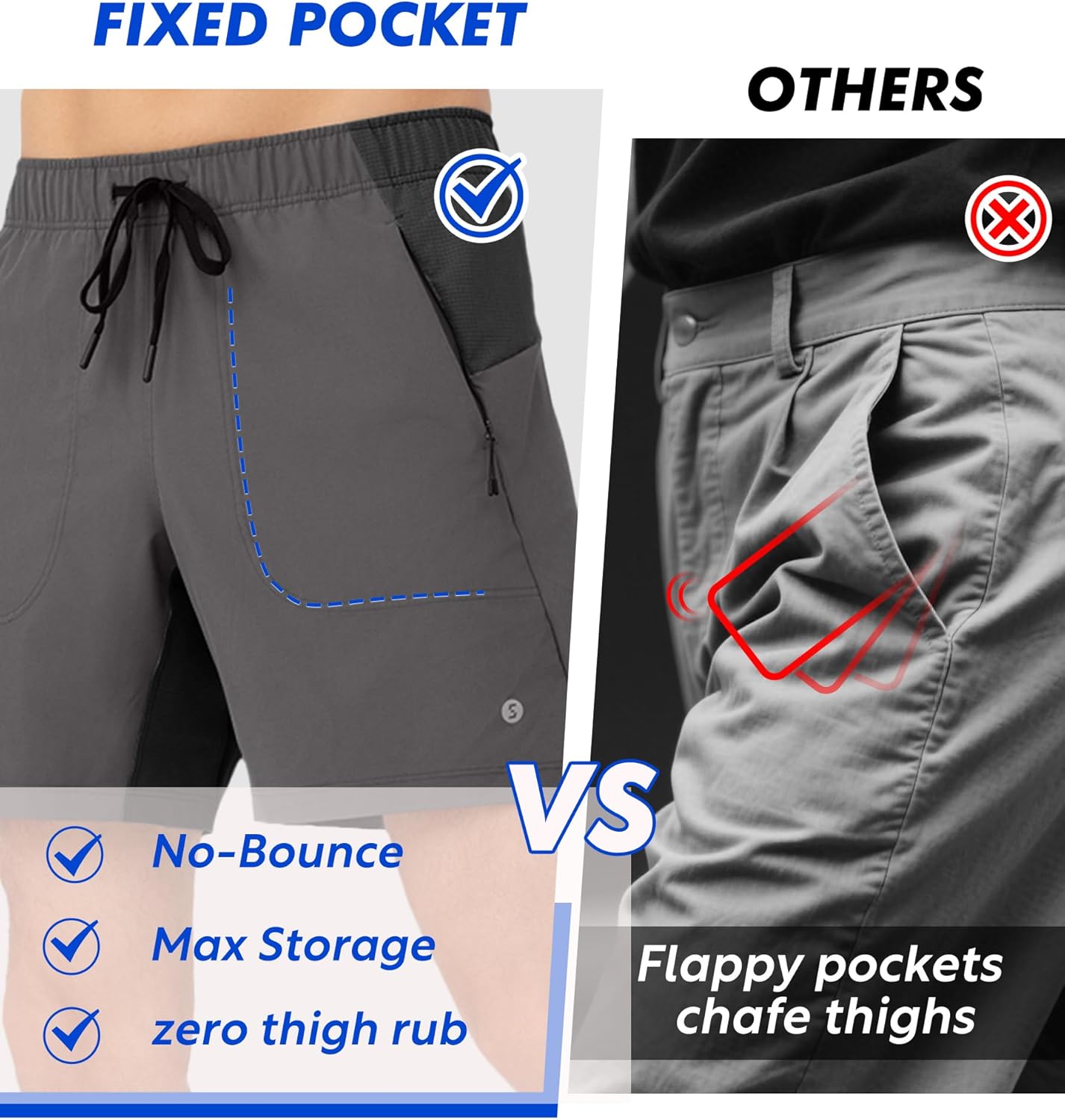 Separatec Men's 2 in 1 Running Shorts with U-Support Compression Liner, Quick Dry Workout Athletic Gym Shorts - Image 4