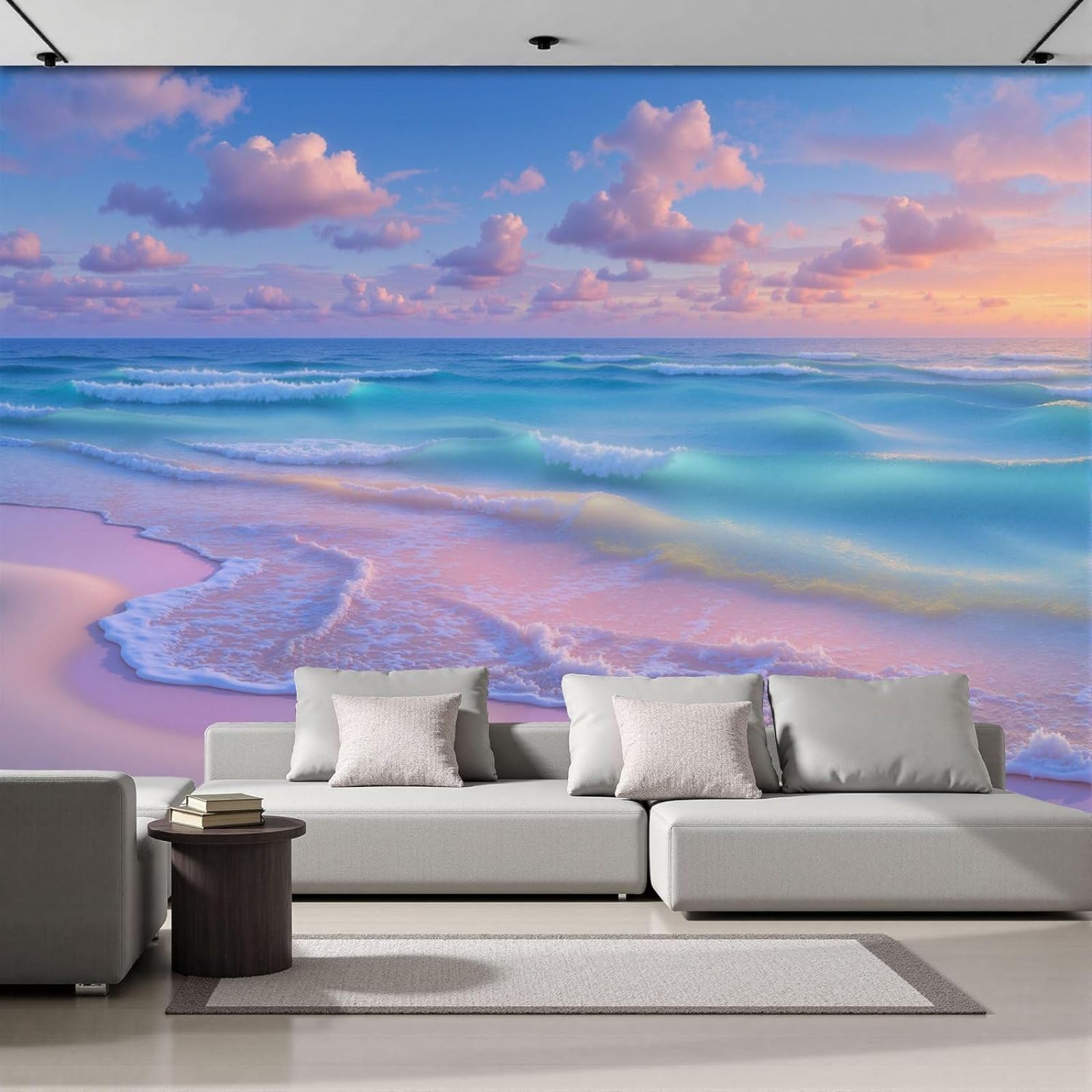 Fresque murale effet 3D en papier peint intissé de qualité supérieure motif nuage romantique