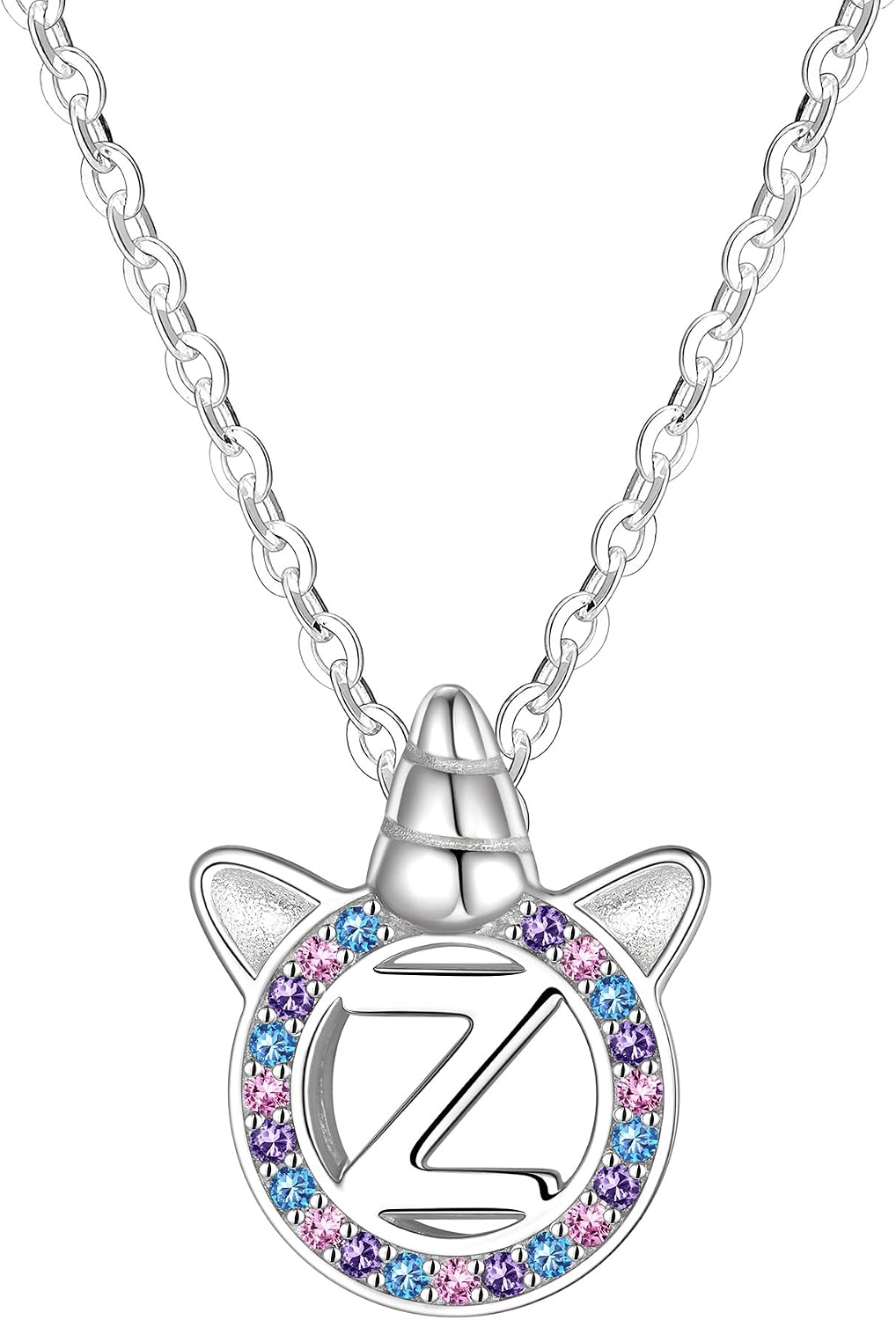 JustBeingCute Unicorn Necklace Women 925 Sterling Silver Initial Necklace