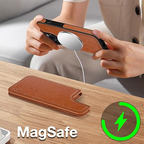 Miniatura 3 de Funda tipo cartera para iPhone 15 Pro de 6.1 pulgadas, magnética, 2 en 1 desmontable, con tapa trasera, piel con bloqueo RFID, a prueba de golpes,