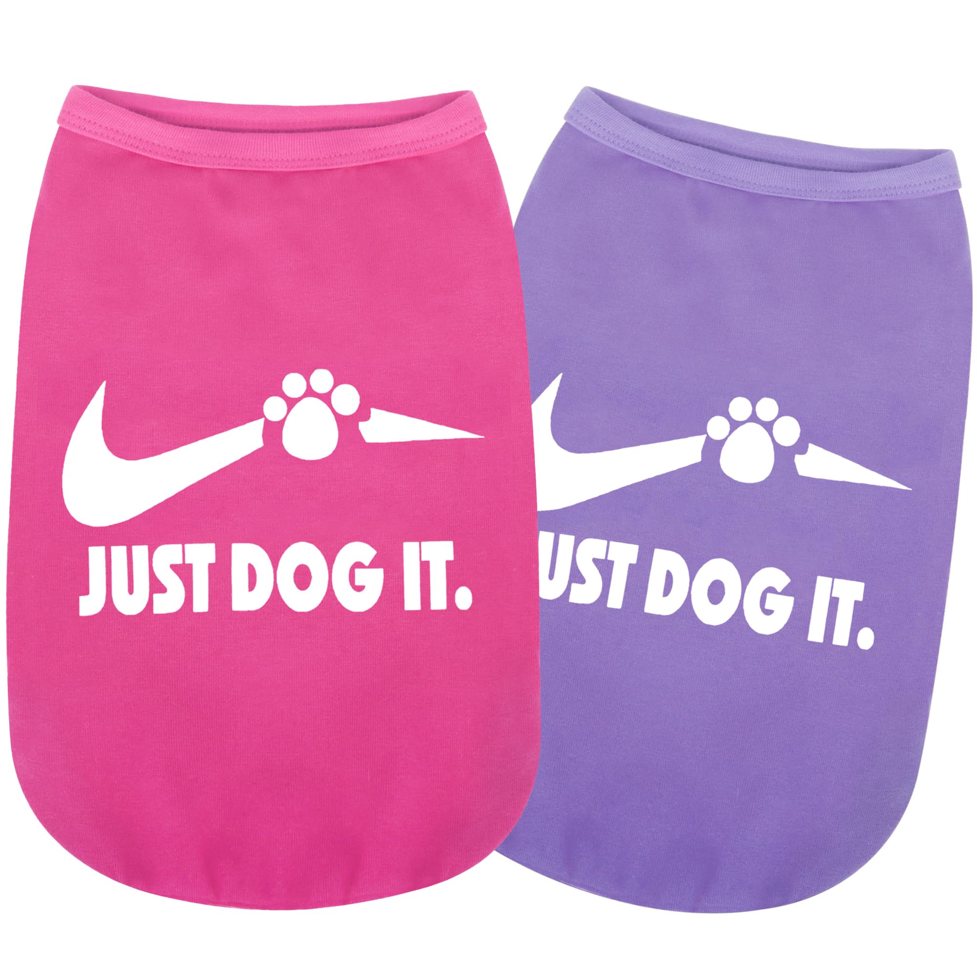 Paiaite 2 Pieces Cotton Sleeveless Dog Shirt Puppy Tank Top Dog Shirts Pet Apparel Colorful Breathable Puppy Sweatshirt Printed Dog Clothes for Small Medium Dogs Purple & Rose Red M