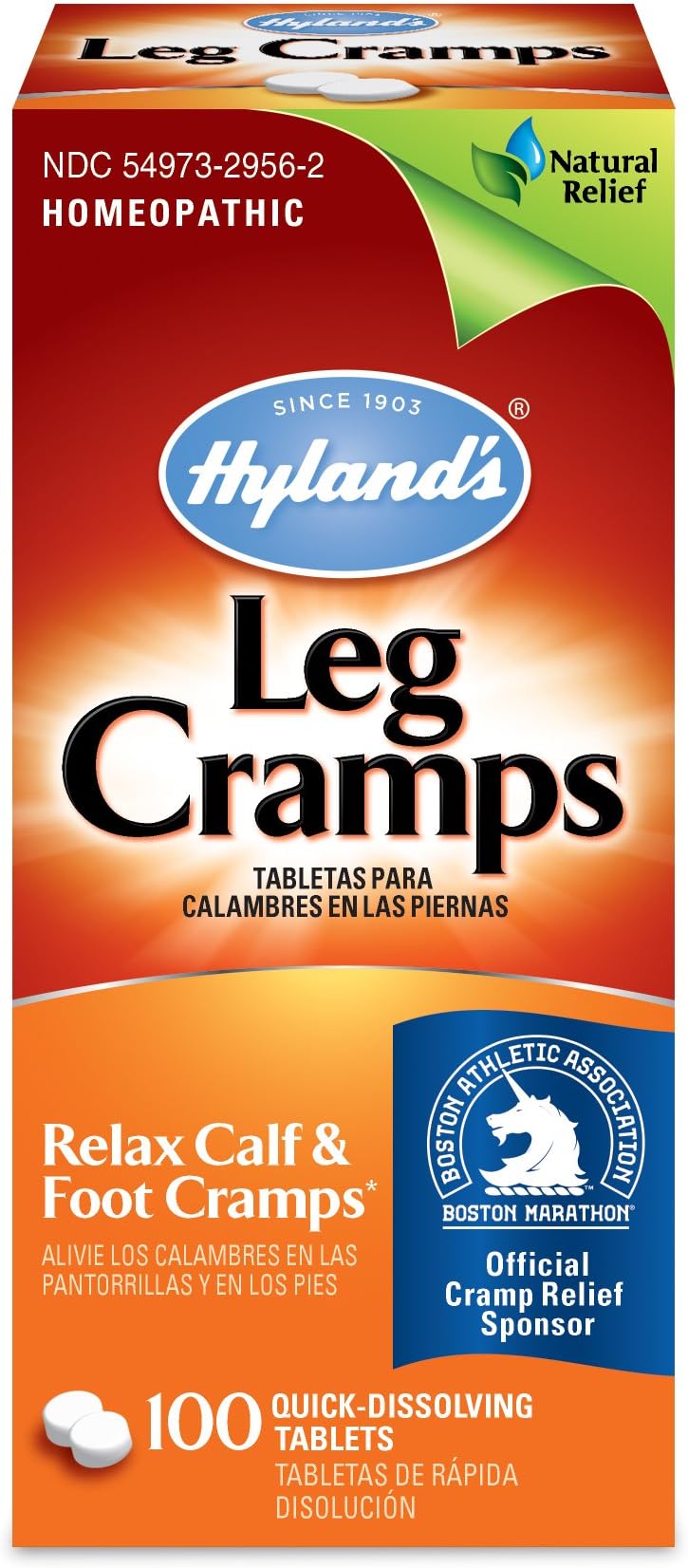 Hyland’s Naturals Leg Cramp Tablets, Natural Relief of Calf, Leg and Foot Cramp, 100 Count