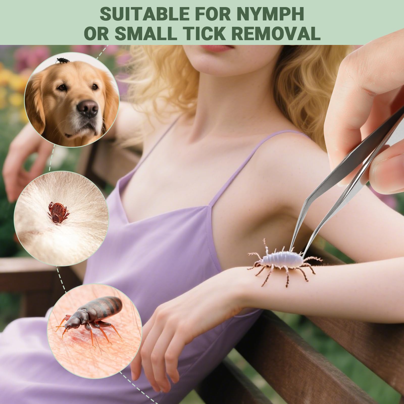 Zeckenzange Set 3-teilig – Tire Tique Humain en Acier Inoxydable pour Humains, Chiens et Chats – Tire Tique avec Pince à tiques, Crochet et étui de Rangement