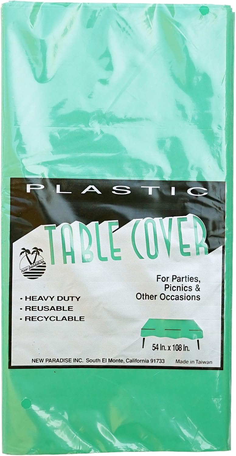New Paradise Premium Reusable Plastic Rectangular Table Cover, 54"x108" - Emerald Green (8 Count)