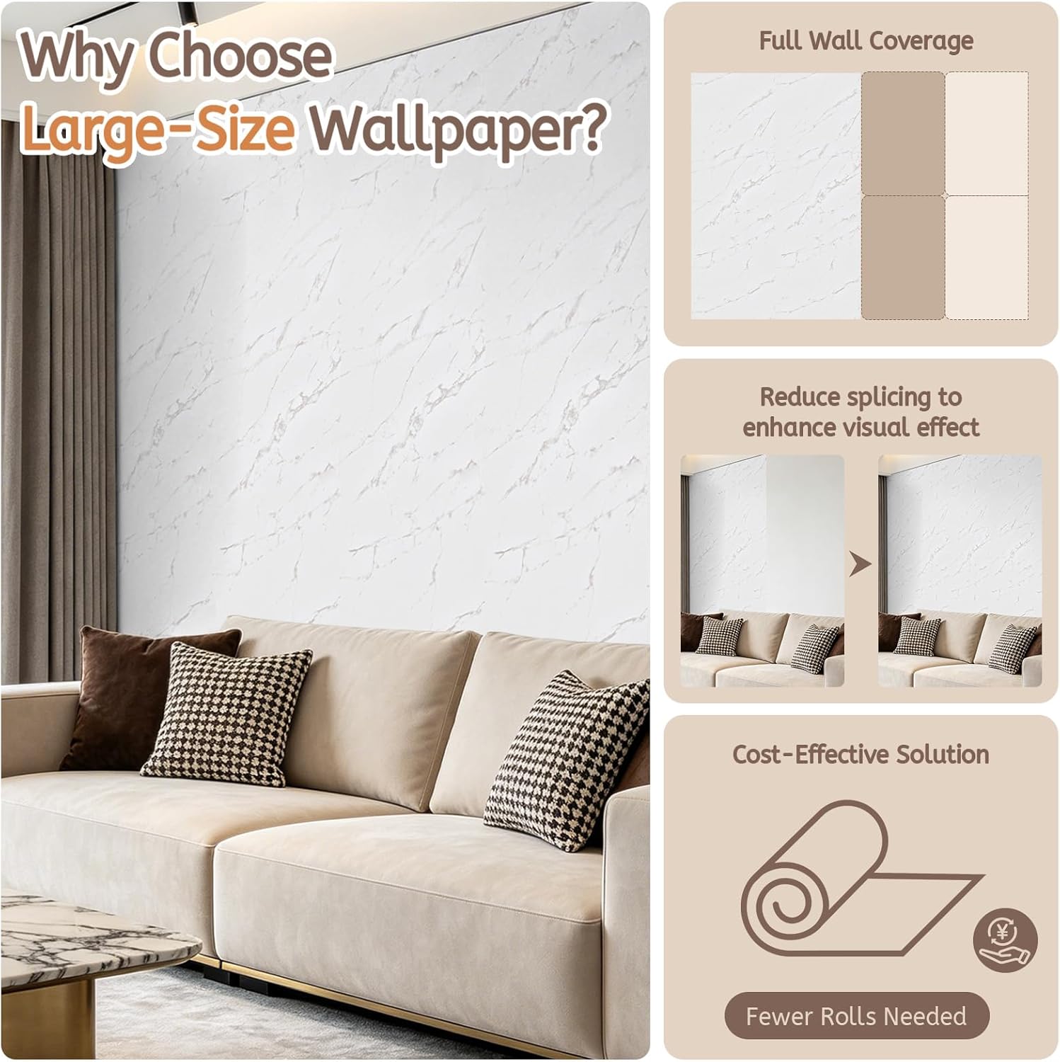 Marble Countertop Contact Paper 15.7'' x 200'' - Peel and Stick Wallpaper for Kitchen Counter - White Waterproof Vinyl Countertops Wrap - Self Adhesive Wall Paper for Bathroom Cabinet Desk Cover
