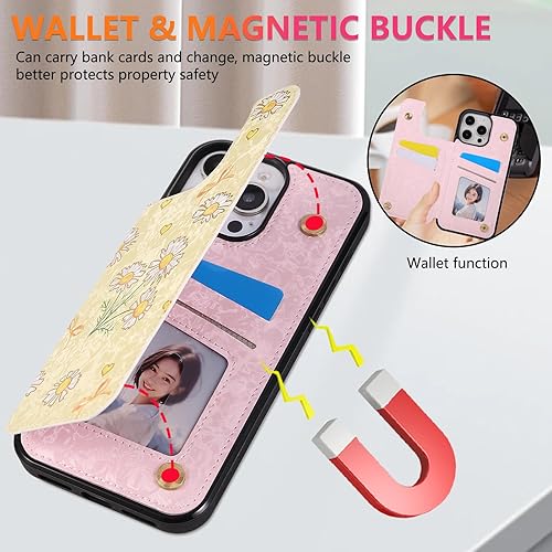 Miniatura 154 de UEEBAI Funda tipo cartera para iPhone 15 Pro Max con tarjetero, cubierta de cuero PU con soporte, bloqueo RFID, doble cierre magnético, relieve de