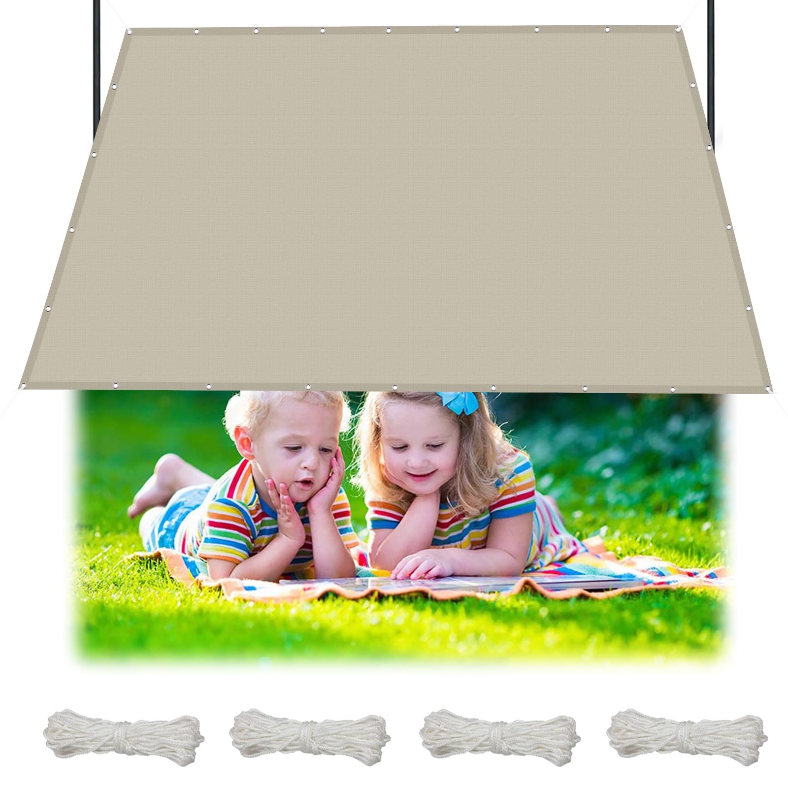 Żagiel przeciwsłoneczny, Przeciwsłonecznego 0.7 x 6 m Pergola żaglem patio, Schronisko z wanną z hydromasażem blokujący 98% promieni UV do trawnika na patio w ogrodzie, Khaki
