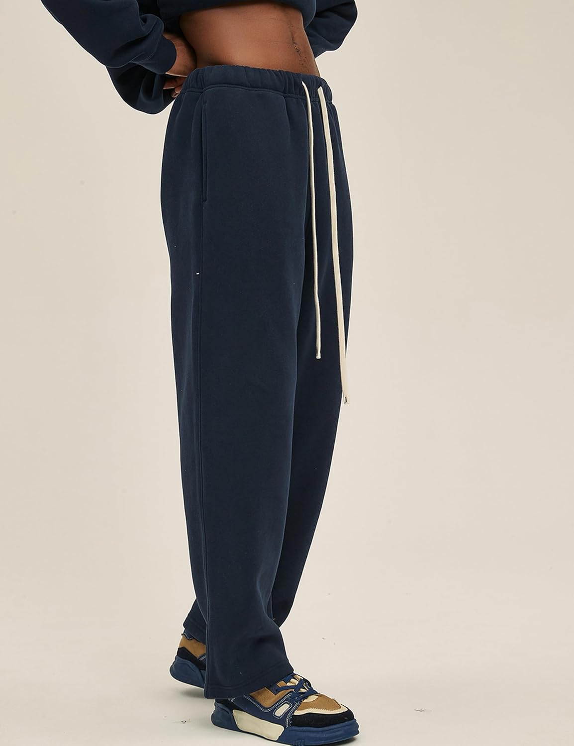 Baggy Winter Pants for Men Cotton Joggers Sweatpants Casual Loose Fit Drawstring Pant with Pockets - Image 4